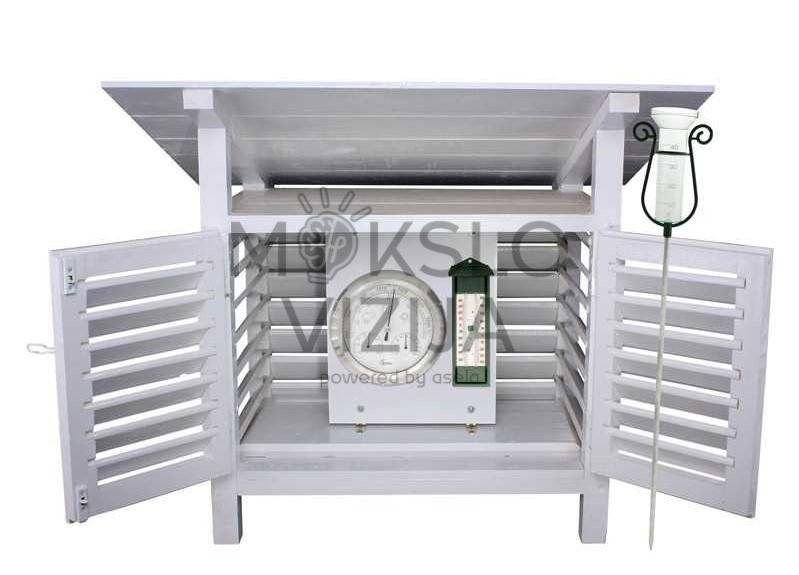 Didaktinė medinė meteorologinė stotelė, namo tipo profesionalus rinkinys su stovu, laipteliais ir inkarais - Image 3