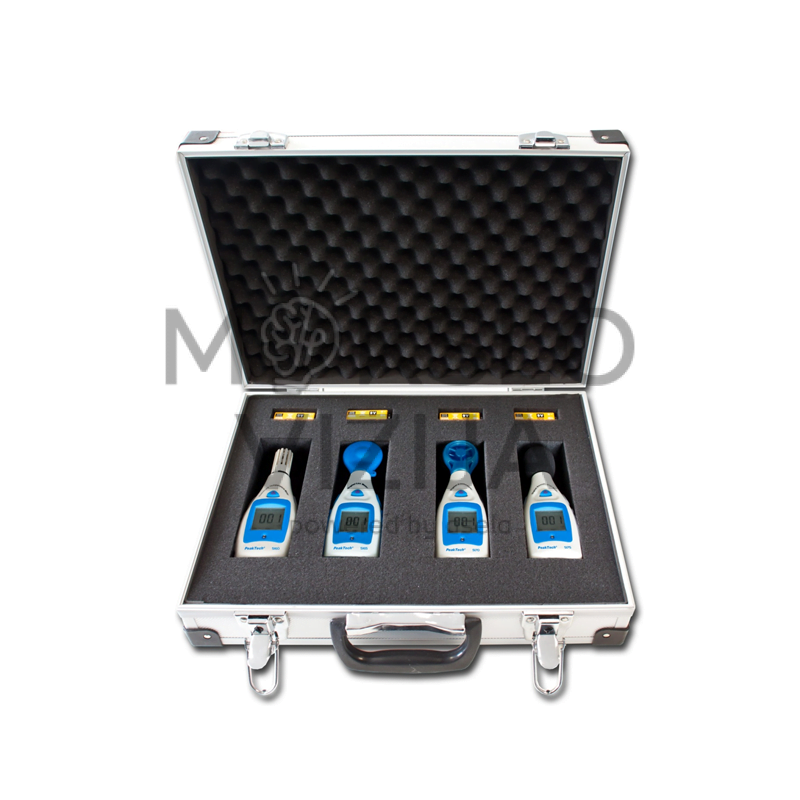 4 elektroninių aplinkos matavimo prietaisų lagaminas