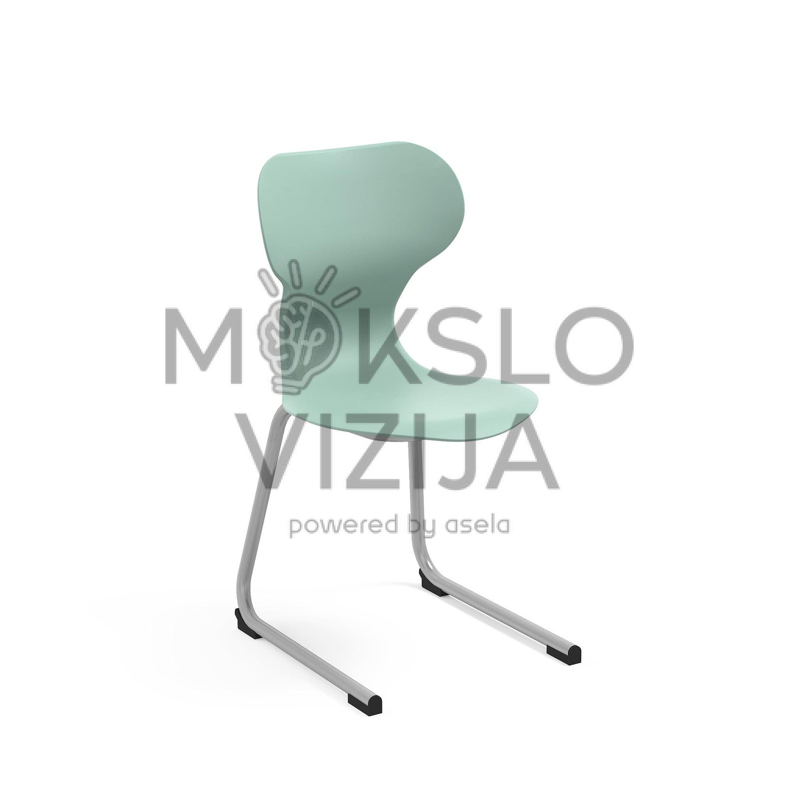 Mokyklinė kėdė su metaliniu rėmu ir ergonomiška plastikine sėdyne bei atlošu