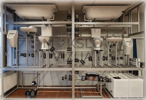 Nuotekų technologijų stiklinių vamzdžių sistemos mokymo stendas