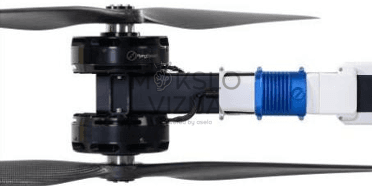 FB3 drono variklio ir rotoriaus mazgas su rankenos dalimi – techninis vaizdas iš arti.