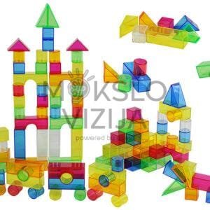 Spalvotų geometrinių kaladėlių rinkinys