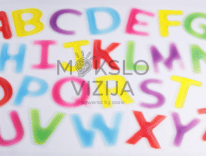 Sensorinės skystos raidės su tekstūromis