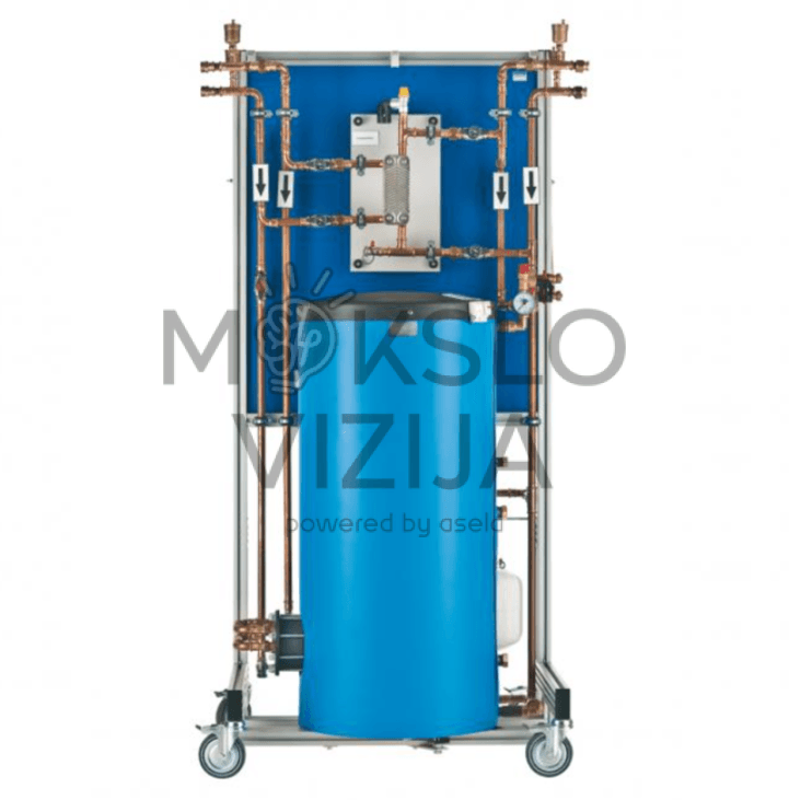 Hidraulinis jungiklis, plokštelinis šilumokaitis ir buferinė talpa