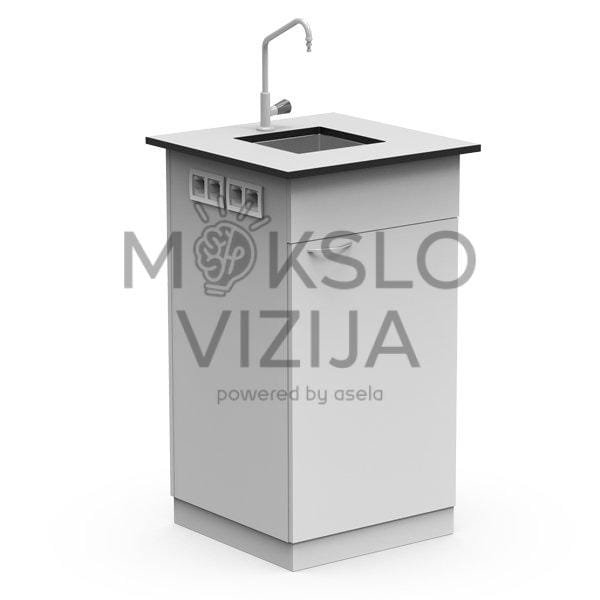 Laboratorinė spintelė su kriaukle ir elektros lizdais