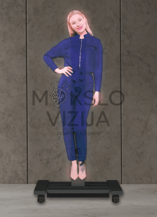 Holograminis žmogus ant sienos, nešiojamas