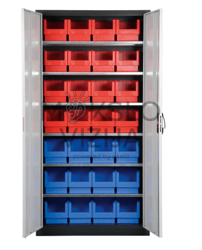 Aukšta metalinė spinta su dėžutėmis