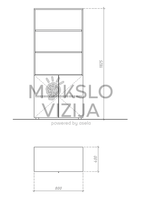 Spinta su atviromis lentynomis ir varstomomis durimis (3 lentynos išorėje ir 1 lentyna viduje) - Image 2