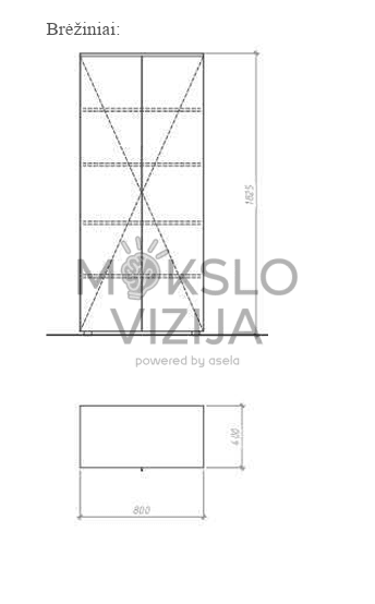 Spinta dokumentams ir įrangai laikyti su 4 lentynomis viduje.