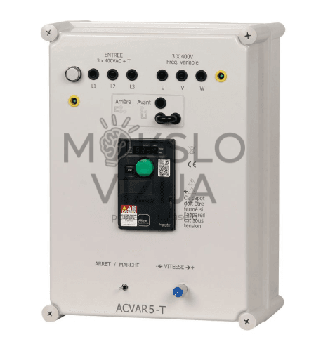 AC-AC dažnio keitiklio mokymo stendas su valdymo skydeliu.