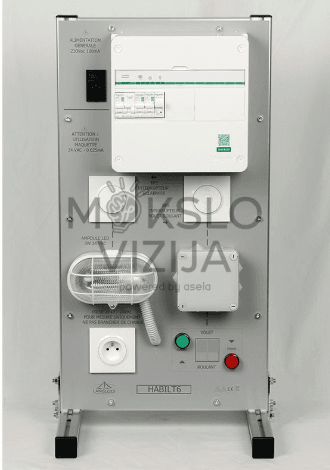 Elektrotechnikos mokomasis stendas elektros tinklo patikrai atlikti.