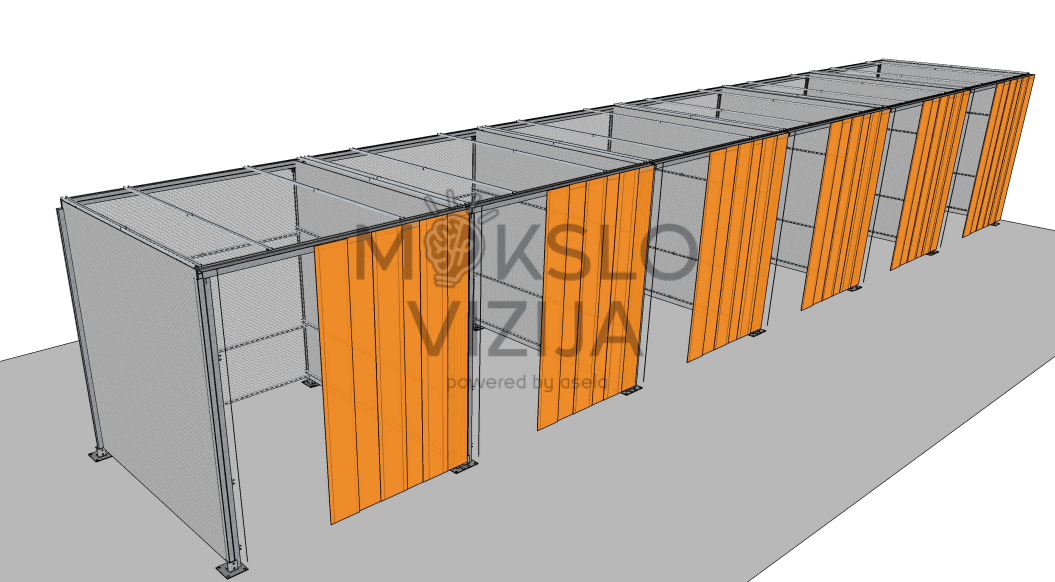 Suvirinimo kabinos (6 vnt.) 200 x 200 cm su stumdomomis užuolaidomis