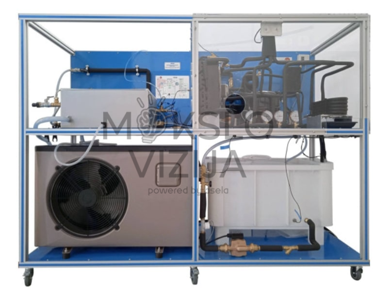 Geoterminės energijos mokymo sistema su šilumos siurbliu ir cirkuliacine įranga laboratorijai