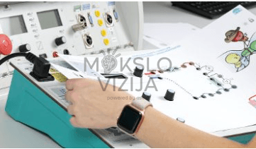 Elektros ir elektronikos mokymo stendas su valdymo moduliu, jungtimis ir praktinių schemų užduotimis