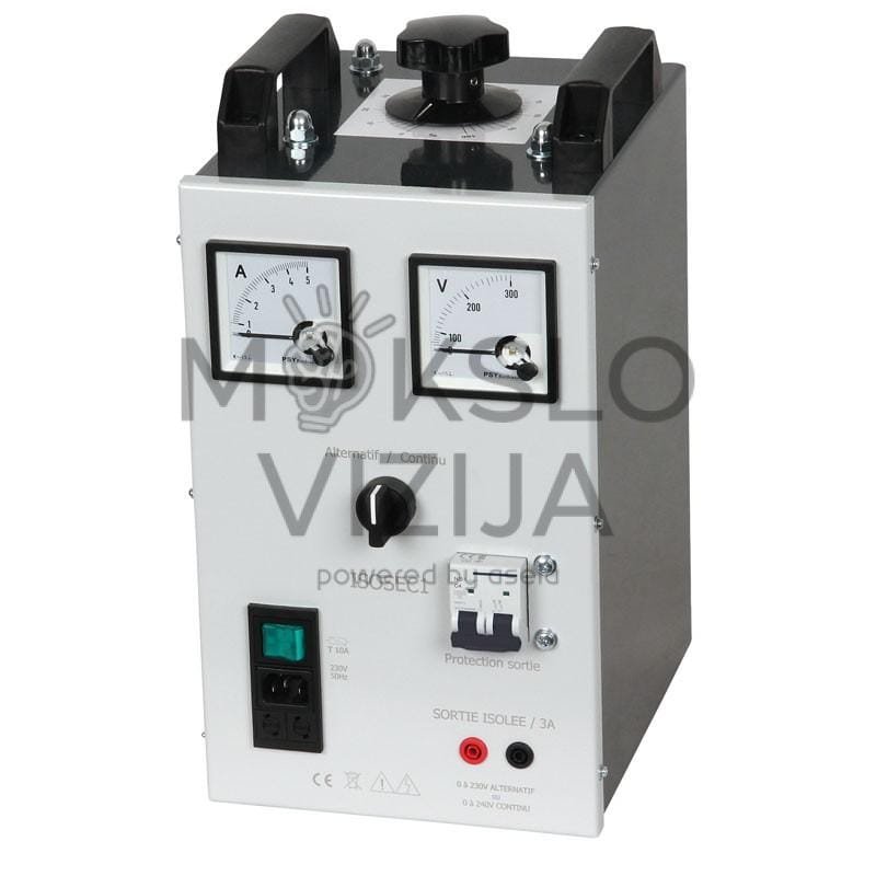 Nešiojamas AC/DC maitinimo šaltinis elektrotechnikos mokymams.