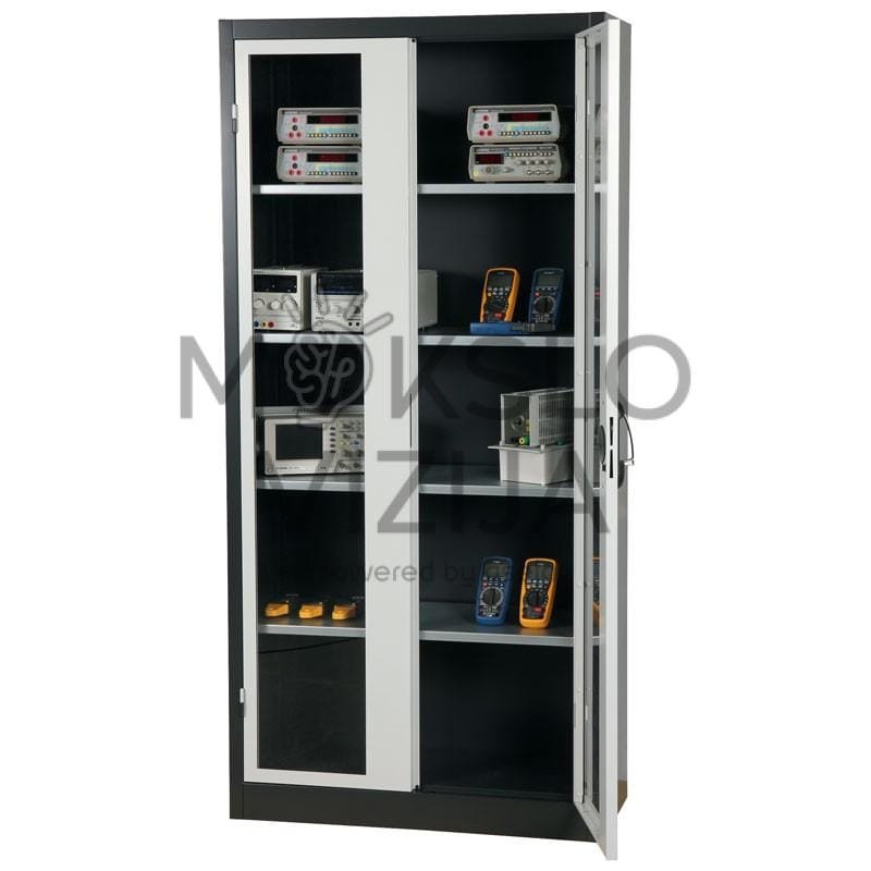 Aukšta metalinė spinta su permatomomis durimis