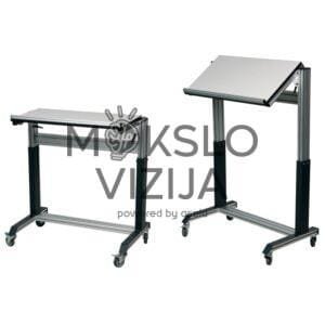 Reguliuojamo aukščio staliukas su palenkiama lentyna