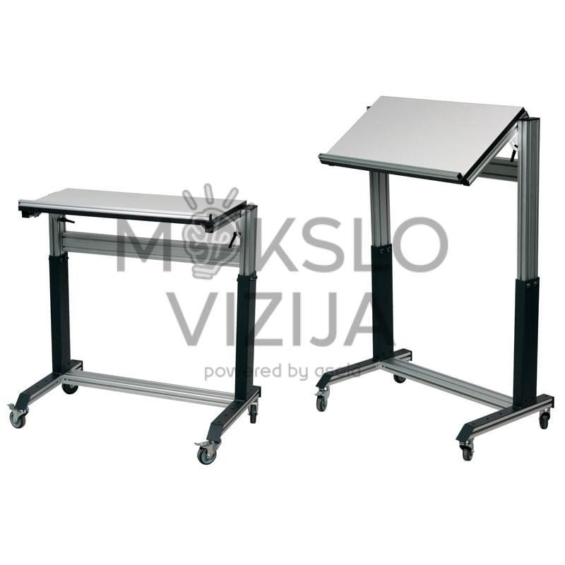 Reguliuojamo aukščio staliukas su palenkiama lentyna