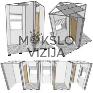 Modulinė „T“ formos mokomoji instaliacijų praktikos erdvė