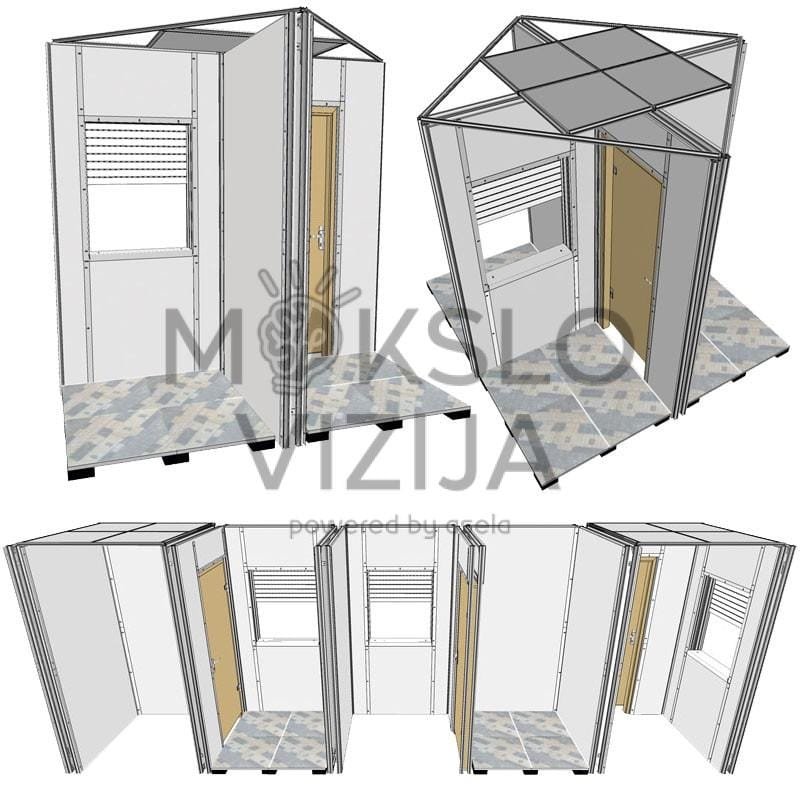 Modulinė „T“ formos mokomoji instaliacijų praktikos erdvė