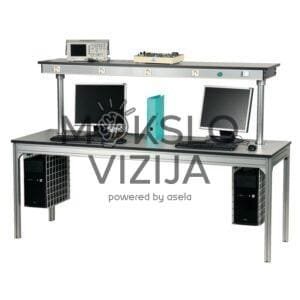 Kompiuteriams skirtas darbastalis su viršutine lentyna