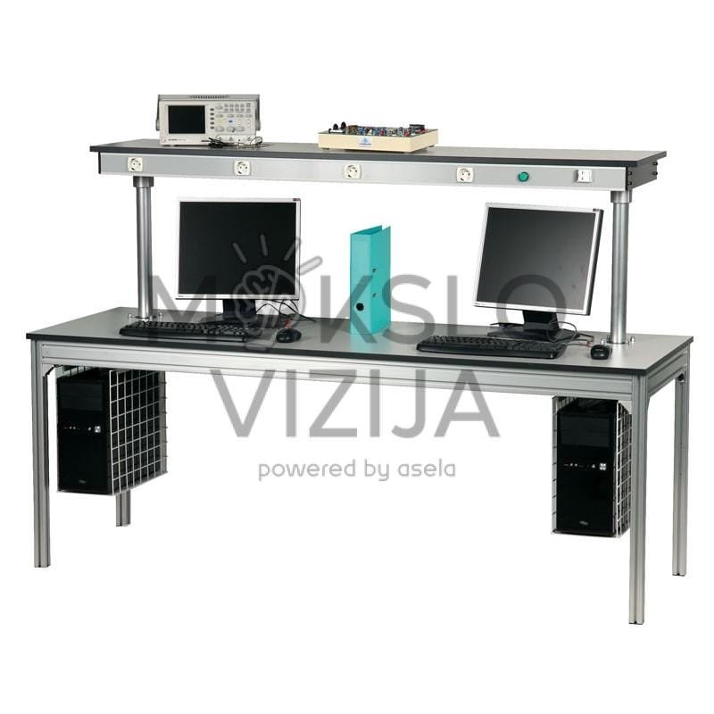 Kompiuteriams skirtas darbastalis su viršutine lentyna
