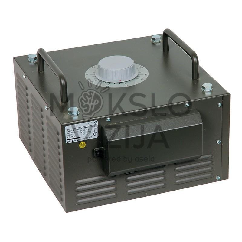 Kintamos įtampos autotransformatorius 5,2 kVA su reguliavimo rankenėle ir metaliniu korpusu