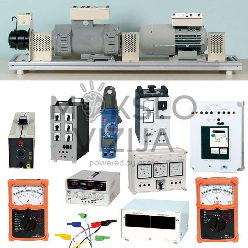 Nuolatinės srovės ir trifazio sinchroninio variklio tyrimo rinkinys su matavimo prietaisais ir valdymo moduliais, 300 W