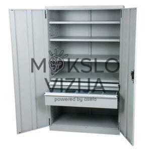 Aukšta spinta su lentynomis ir stalčiais