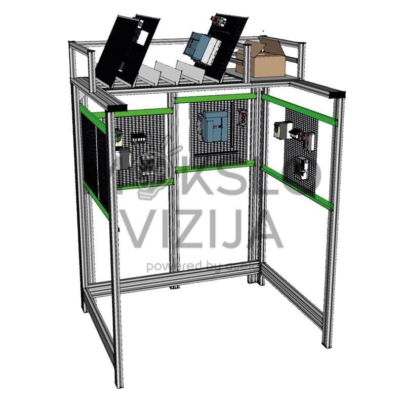 Vidaus instaliavimo stendas trims operatoriams