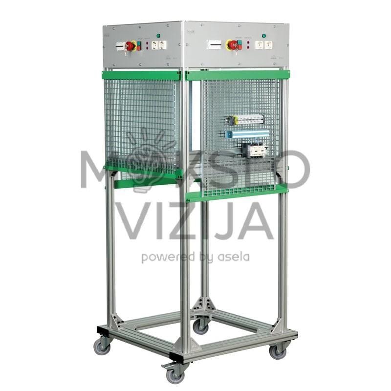 Mobilus instaliavimo stendas su maitinimo konsole keturiems operatoriams