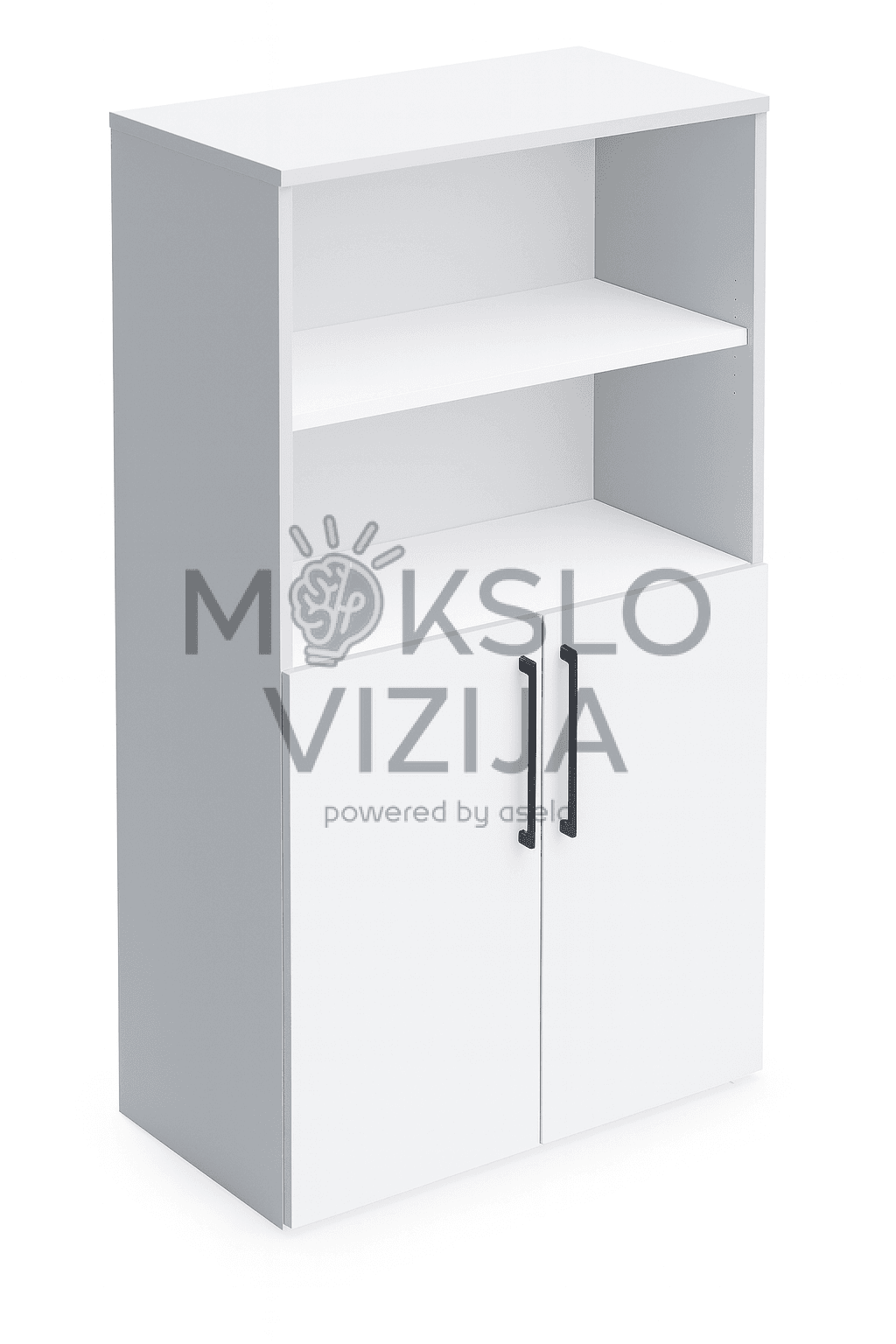 Spinta su atviromis lentynomis ir varstomomis durimis (1 lentyna išorėje ir 1 lentyna viduje)