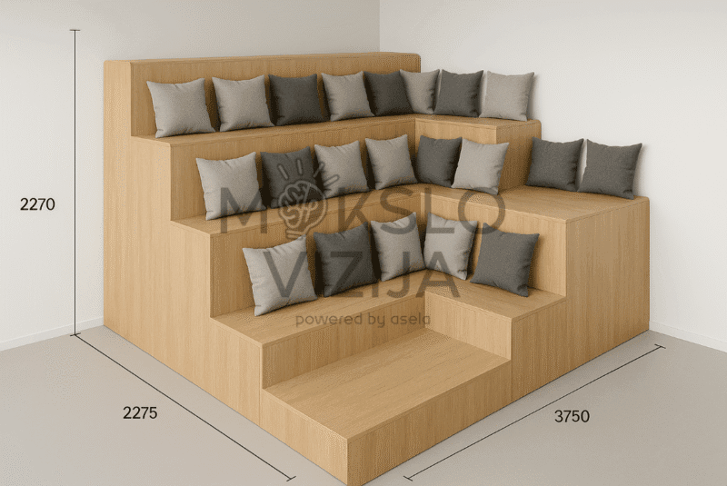 Amfiteatras 3750x2275x2500 mm su 20 pagalvių