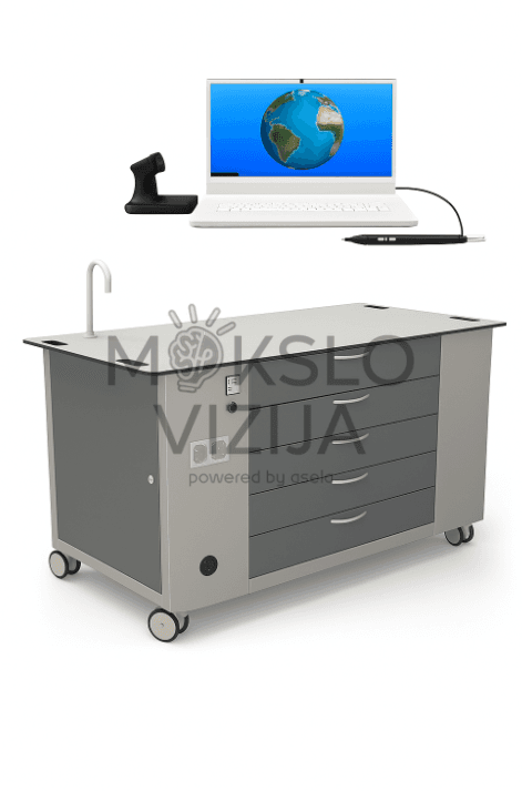 Demonstracinis laboratorinis stalas su integruotu 3D kompiuteriu – moderniam mokymui, eksperimentų vizualizacijai ir interaktyvioms pamokoms