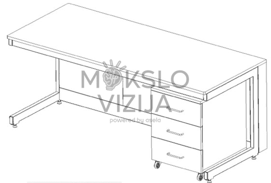 Mokytojo darbo stalas su spintele po stalu - Image 2