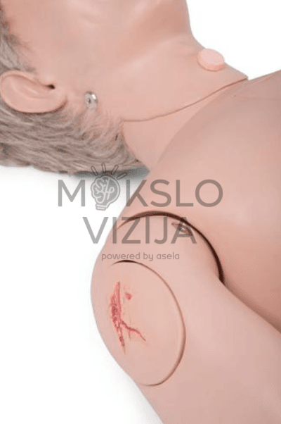 Pagyvenusio paciento simuliatorius su rankos žaizdos imitacija