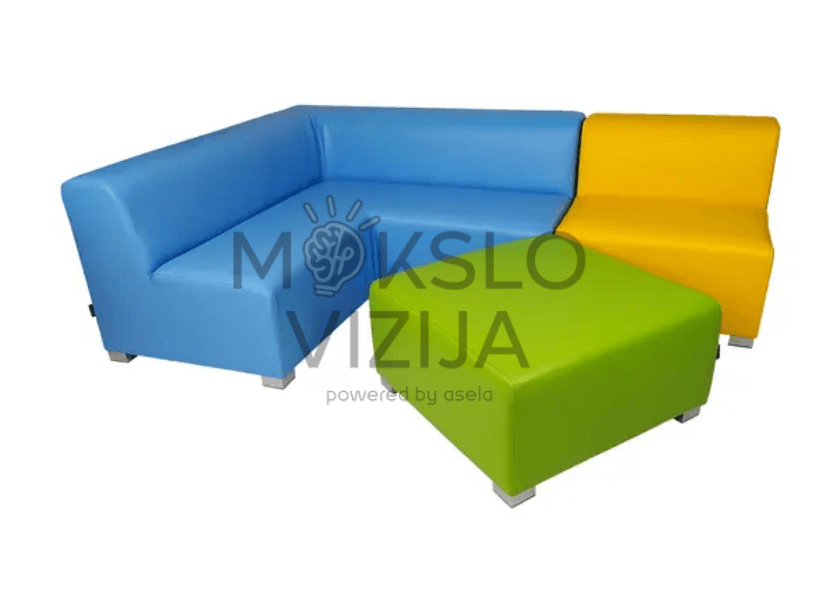 Baldų rinkinys sensoriniam kambariui, sensoriniai foteliai, sensorinė minkšta sėdėjimo vieta.