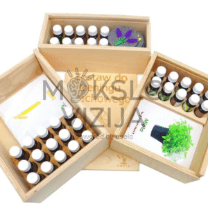 Aromaterapijos rinkinys streso mažinimui, atsipalaidavimui ir emocinei pusiausvyrai namuose ar multisensoriniame kambaryje.