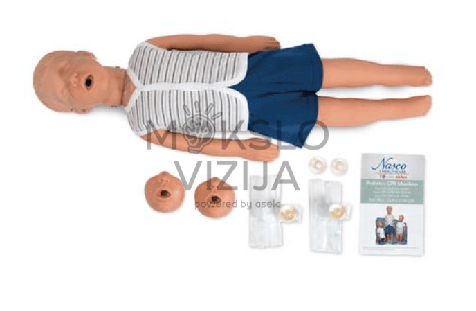 Trimečio kūdikio manikenas mokymams ir praktikai, skirtas ugdyti pirmosios pagalbos, priežiūros ir medicininių įgūdžių lavinimui.