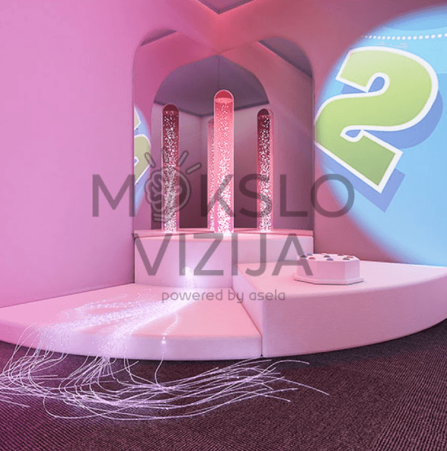 Pilnos komplektacijos sensorinis kampelis vaikams, skirtas pojūčių lavinimui, atsipalaidavimui, sensorinei integracijai ir multisensoriniam kambariui.