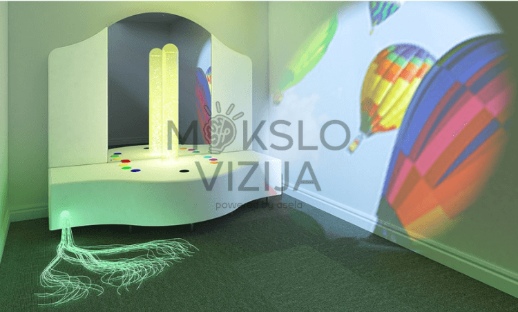 Interaktyvus sensorinis stovas – multisensorinis kampelis vaikams, skirtas pojūčių lavinimui, terapijai, atsipalaidavimui ir edukacinei aplinkai.
