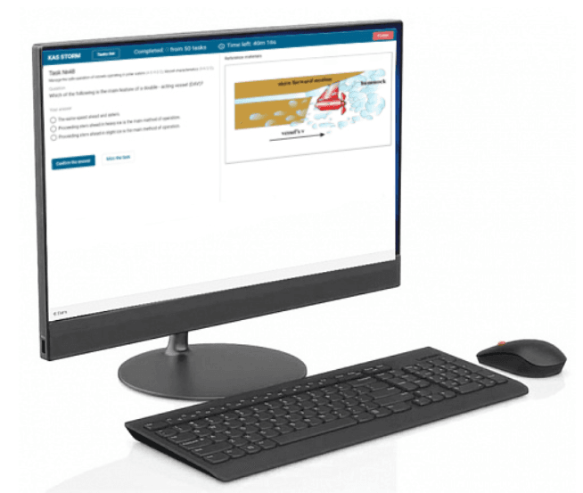 Žinių vertinimo programinė įranga laivavedybos simuliatoriui – ekrane matoma kompleksinė testų kūrimo ir valdymo sąsaja.