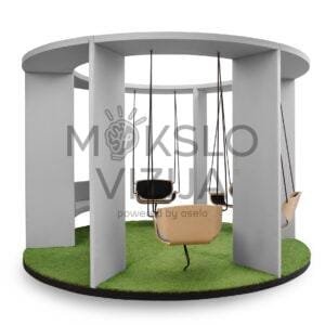 Akustinė sukama susitikimų erdvė mokyklai – apskrita kapsulė, skirta iki 6 asmenų profesionaliam pokalbiui be triukšmo.