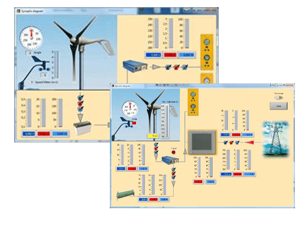Programinė įranga integruota į saulės ir vėjo mokymo stendą