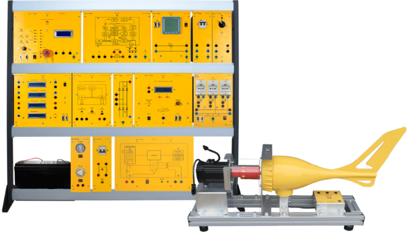 Modulinis treniruoklis, skirtas teorinėms ir praktinėms elektros energijos gamybos iš mikro tinklo vėjo turbinos studijoms.