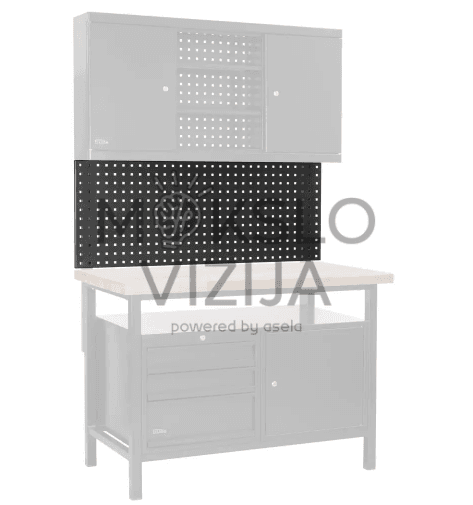 Juodos spalvos GÜDE Black Line įrankių perforuota siena 1200P/1 su kvadratinėmis angomis įrankių laikymui