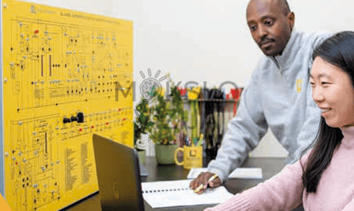 Pilnai funkcionuojantis sumažinto mastelio išmaniosios gamyklos modelis, skirtas pramonės 4.0 technologijų, automatizavimo, duomenų valdymo, priedų gamybos ir išmaniųjų tinklų integracijos mokymui.