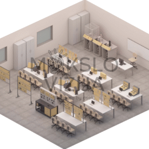 Mokomoji laboratorija „Automatika ir valdymas“ skirta pramonės automatizavimo ir valdymo principų mokymui, derinant teoriją ir praktiką. Laboratorija suteikia studentams galimybę susipažinti su programuojamais loginiais valdikliais (PLC), pneumatika, hidraulika, elektromechanika, jutikliais, pavaromis, robotika ir pramoninėmis komunikacijomis.