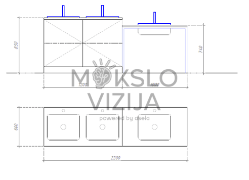 Spintelė su 3 plautuvėmis