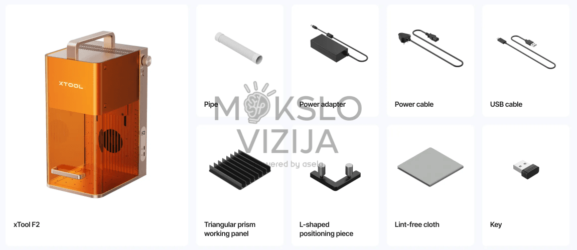 xTool F2 nešiojamas dual lazerinis graviravimo įrenginys su 15 W diodiniu ir 5 W infraraudonųjų spindulių (IR) lazeriu